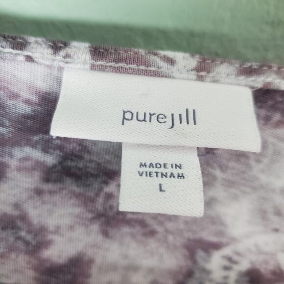 J. Jill PureJill Womens Violet Tie Dyed Scoop Neck Floral Long Sleeve Tee Size L - Picture 3 of 6